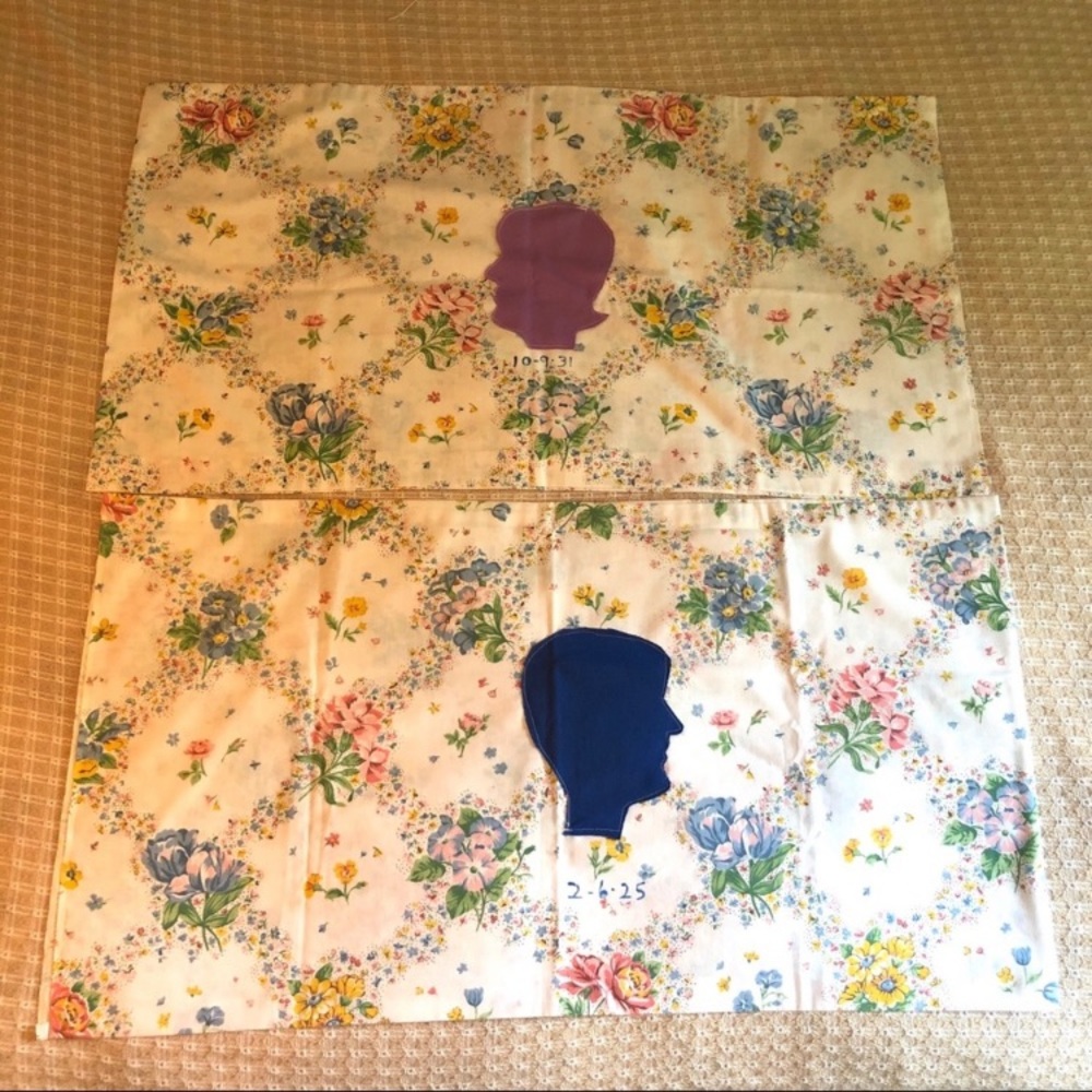 Set of Two Vintage Floral Pillowcases